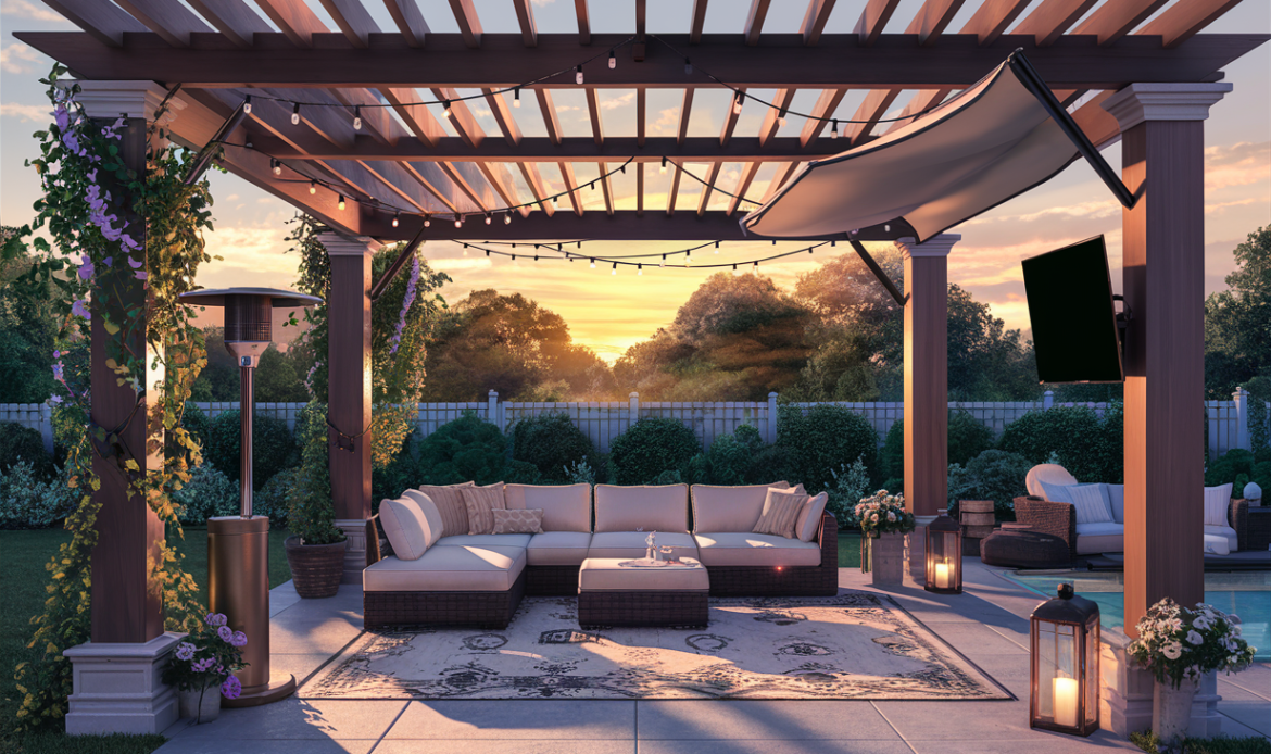 Discover essential Pergola Accessories and Add-ons to transform your outdoor space. Enhance comfort, style, and functionality with lighting, climate control, and customizable features.